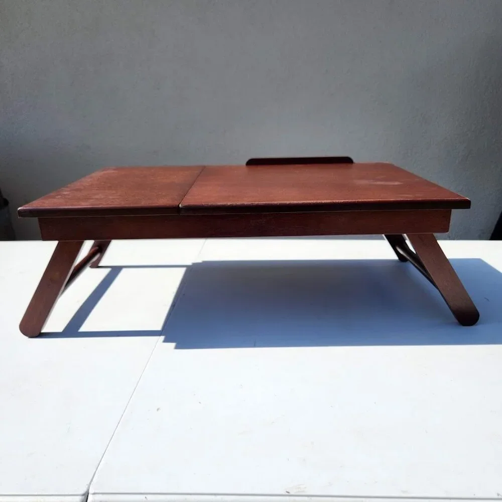 NEW Walnut Winsome Alden Bed Laptop Tray Lap Desk Reading Workstation W/ Drawer